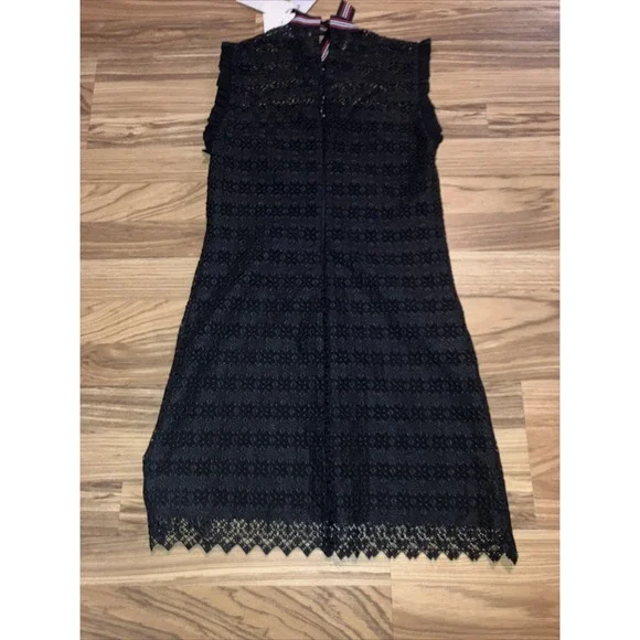 Sandro Dress Fidele Tie Neck Lace Mini Dress Line Black‎ Size 1 Small - Picture 9 of 9